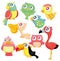 Cartoon bird icon set