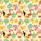 Cartoon bird seamless pattern