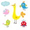 Cartoon bird set. Cute cartoon character. Funny collection for kids. Flat design. Baby illustration.