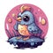 a cartoon bird sitting on top of a rock, fantasy sticker illustration, a beautiful artwork illustration