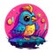 a cartoon bird sitting on top of a rock, fantasy sticker illustration, a beautiful artwork illustration