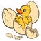 Cartoon birds for kids. Little cute duckling hatchet from egg.