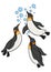 Cartoon birds. Three little cute penguins swim