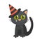 Cartoon black cat. Halloween object. Vector illustration.
