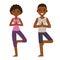 Cartoon black couple doing yoga