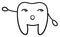 Cartoon black line tooth pointing to something for International Dentist Day