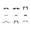 Cartoon Black Mustache Signs Icon Set. Vector