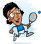 Cartoon Black Racquetball Player Running