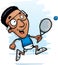 Cartoon Black Racquetball Player Running