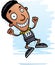 Cartoon Black Track Athlete Jumping