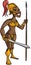 Cartoon black warrior woman with a sword