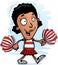 Cartoon Black Woman Cheerleader Walking