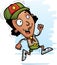 Cartoon Black Woman Scout Running