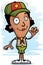 Cartoon Black Woman Scout Waving