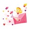 Cartoon Blonde Girl Giant Love Letter