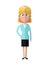 Cartoon blonde woman business with jacket skirt