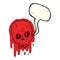 cartoon bloody skull with speech bubble