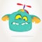 Cartoon blue baby monster wearing funny hat. Vector illustration .