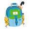Cartoon blue backpack, vector illustration