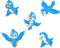 Cartoon blue bird collection set