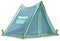 Cartoon blue camping tent with pocket