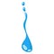 Cartoon blue dripping water drop and liquid icon. Shape water is splashing, flowing and water droplet. Clean and fresh aqua and