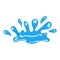 Cartoon blue dripping water drop and liquid icon. Shape water is splashing, flowing and water droplet. Clean and fresh aqua and