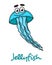 Cartoon blue jellyfish character