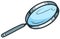 Cartoon blue magnifying glass vector icon