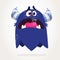 Cartoon blue monster. Monster troll illustration with surprised expression. Shocking blue gremlin mascot design. Vector