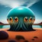 A cartoon of a blue octopus with many eyes - Ai Generated