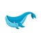 Cartoon blue whale character, cute ocean animal