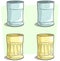 Cartoon blue and yellow empty glass vector set