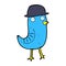 cartoon bluebird wearing hat