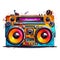 Cartoon Boombox on White Background. Generative ai