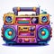 Cartoon Boombox on White Background. Generative ai