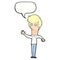 cartoon bored man waving with speech bubble