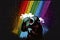 Cartoon of a bored Monkey yawning with a rainbow coming out of it`s mouth