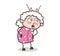 Cartoon Bored Old Lady Face Expression Vector Illustration