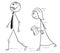 Cartoon of Boss Manager Walking With Female Assistant Following