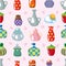 Cartoon bottle seamless pattern