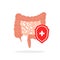 cartoon bowel badge with red shield like immunity