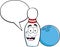 Cartoon bowling pin with a caption balloon