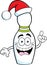 Cartoon bowling pin wearing a Santa hat