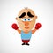 Cartoon boxer with a big bald head. Vector.