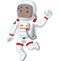 Cartoon boy astronaut waving hand