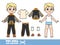 Cartoon boy with blond hair dressed and clothes separately -  jersey sports jacket, T-shirt, jersey sweatpants  and sneakers