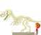 Cartoon Boy with dinosaur skeleton at the museum