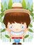 Cartoon Boy Farmer Smiling