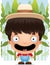 Cartoon Boy Farmer Smiling